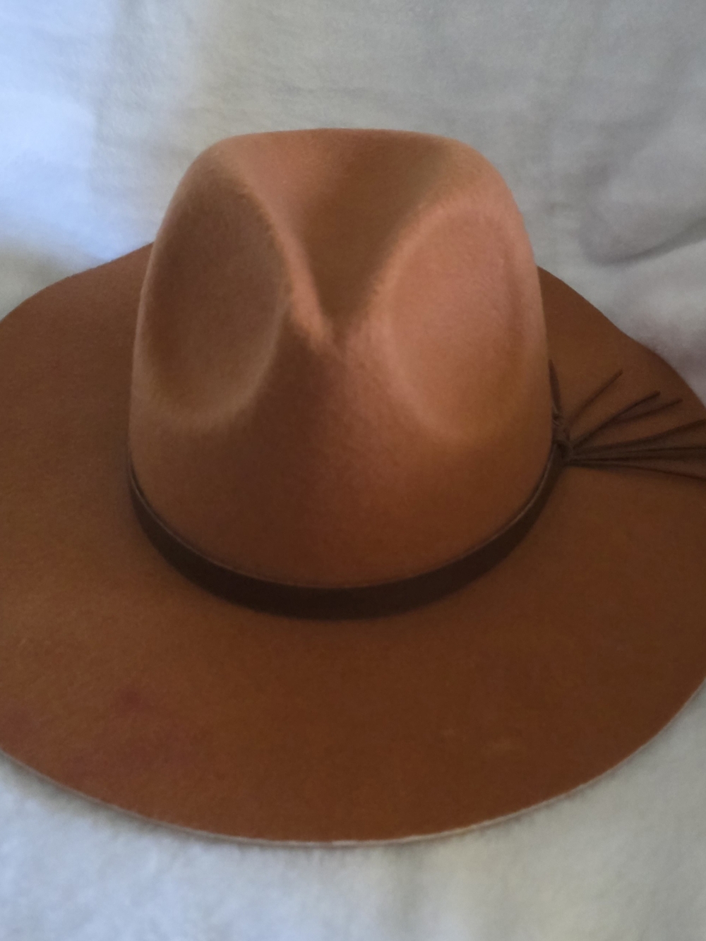 Boho Wide Brim Felt Fedora Hat • Camel/Terracotta Rust Rancher Hat with Tassel